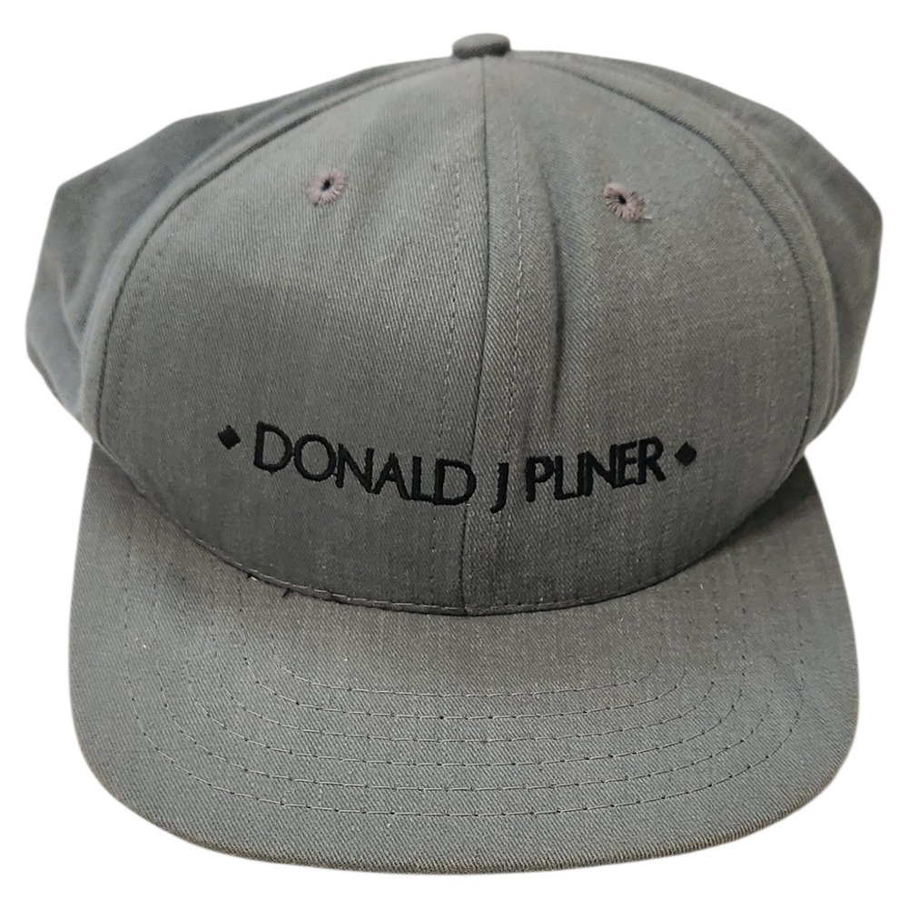 Donald J Pliner Snapback Cap Gray Black Embroidered Logo Made in‎ USA Vintage
